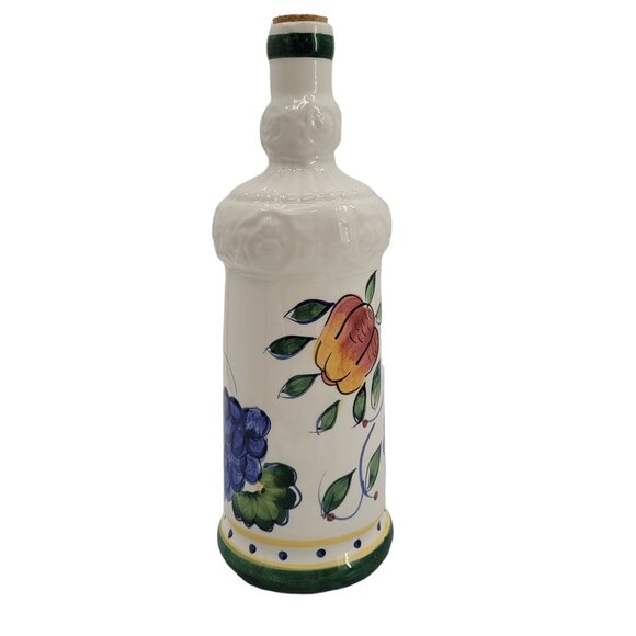 Hand-Painted Ceramic Bottle With Floral Design & Cork Lid By Zrike - Picture 4 of 10